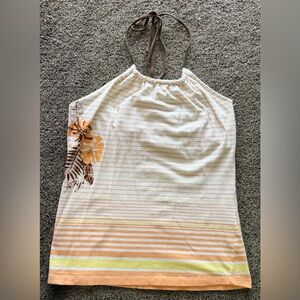 Cream and Brown Floral halter tank